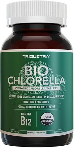 Clorella orgánica: 3 certificaciones orgánicas - Forma de pared celular rota, algas verdes azules - crudas, cultivadas al sol, no irradiadas,