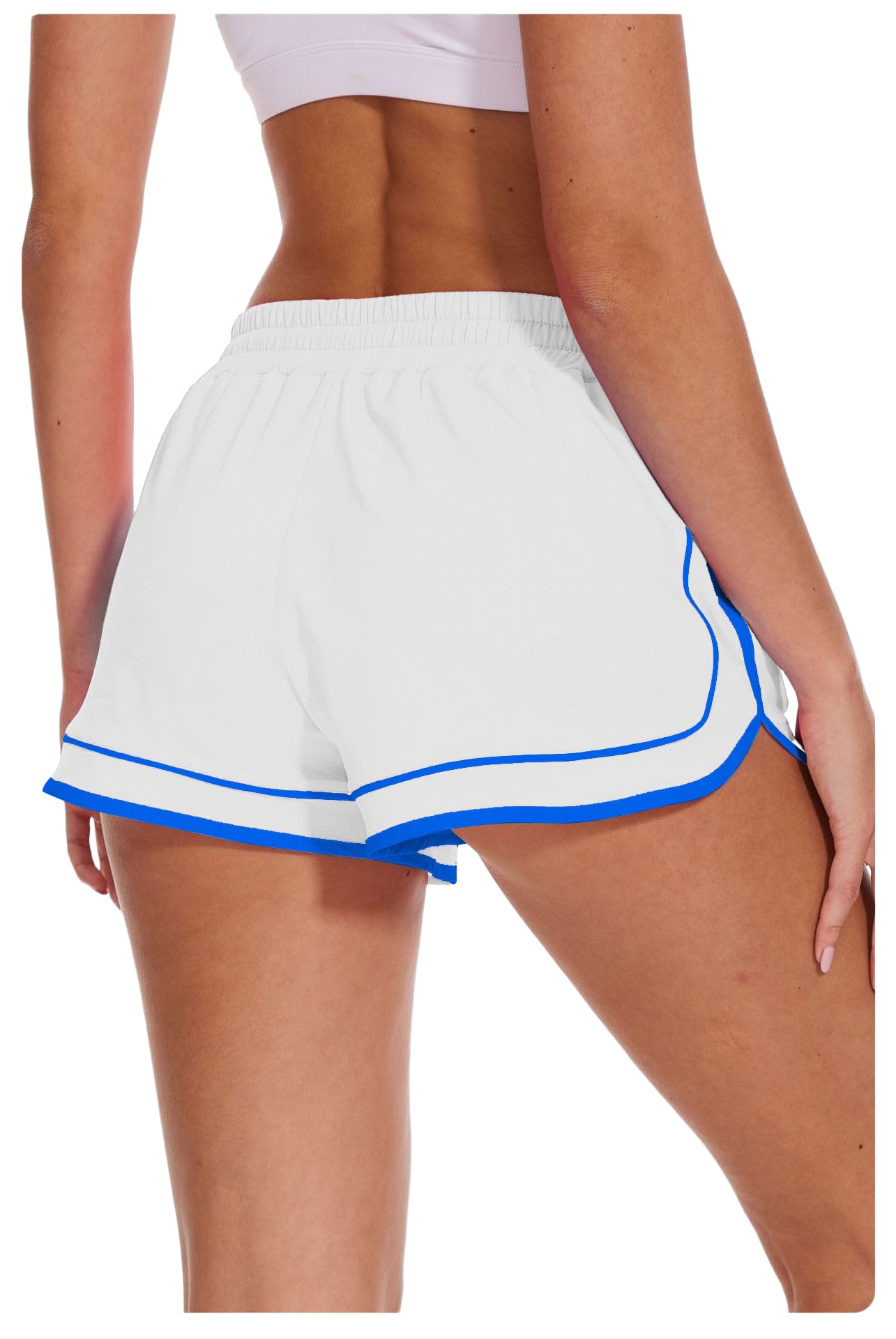 MEIVSO Damen-Shorts mit Farbblock, 7,6 cm, schnelltrocknend, Workout-Shorts mit Reißverschlusstaschen