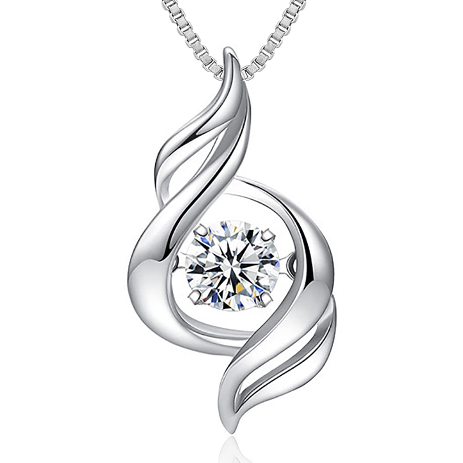 PEORASilver Plated American Diamond Studded Pendant Stylish Casual Fashion Jewellery Gift for Women & Girls