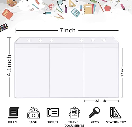Miniatura 3 de 30 piezas de bolsillo para carpeta A6 de Trisección sin cremallera, insertos transparentes para planificar presupuestos, organizador de carpetas a