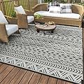 MontVoo-Outdoor Rug Carpet Waterproof 6x9 ft Reversible Patio Rug RV Camping Rug-Plastic Straw Rug Outside Indoor Outdoor Area Rug for Patio Deck Balcony Picnic Beach Outdoor Decor Boho Grey