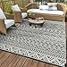 MontVoo Outdoor Rug Carpet Waterproof 5x8 Outdoor Patio Rug Mat Reverisble Plastic Straw Outdoor Rug for RV Camping Picnic Beach Balcony Boho Grey
