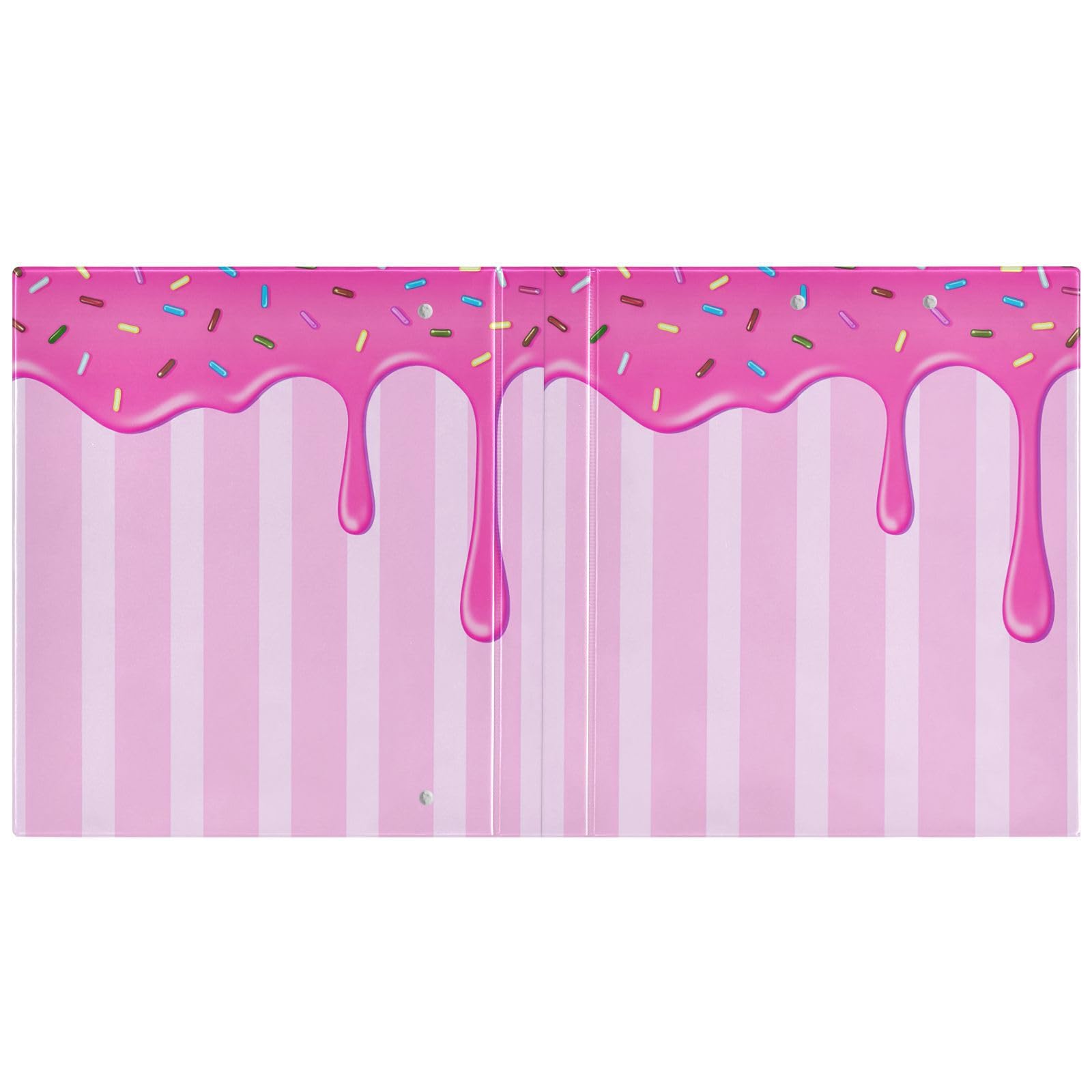 Raccoglitori a 3 anelli da 3,8 cm con gocce di caramelle, decorativi, rotondi, con clip in metallo, organizer per casa e ufficio, confezione da 2