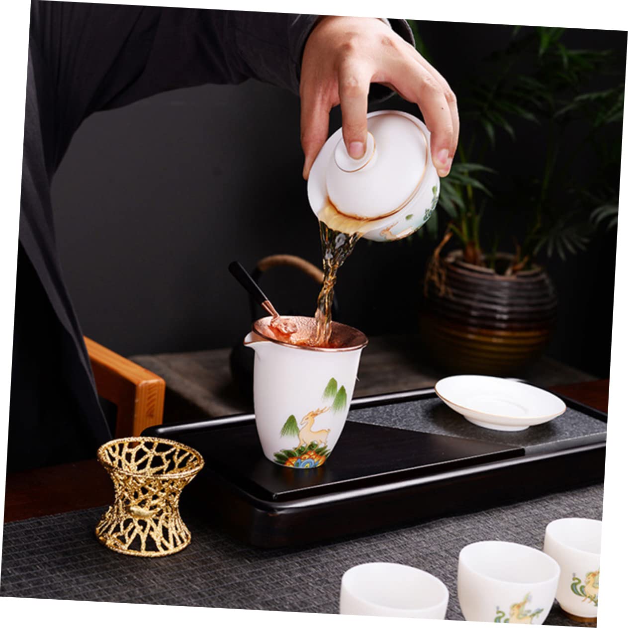 Amosfun 3 Piezas fuga de té colador de jugo cesta del infusor filtro de té de estilo japonés colador de infusionador de te infusor te chino de para cobre