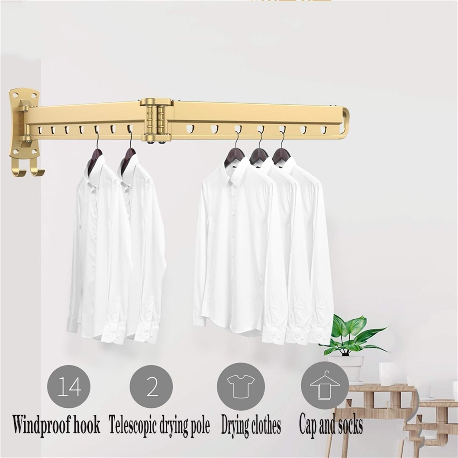 Tendedero plegable retráctil para lavandería, ahorro de espacio, montaje en pared o en el suelo, secadora interior y exterior