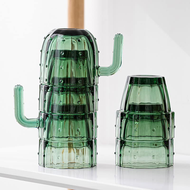Set de 4 vasos cactus verde 8 pulgadas artesanal miniatura 6