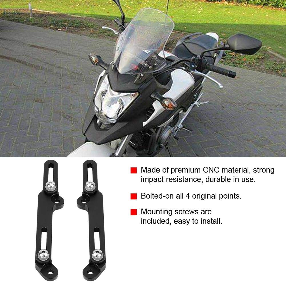 Qii lu przykr?cane wszystkie 4 oryginalne punkty regulatory szyby motocykla, wspornik szyby przedniej do NC750X 2016-2019 (czarny)