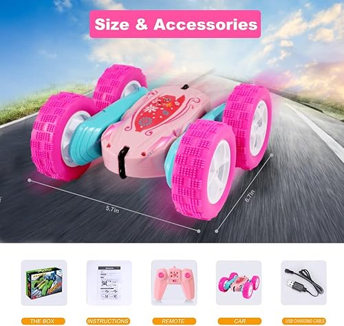 Miniatura 6 de FREE TO FLY Automóviles de acrobacias con control remoto de doble cara, giro de 360, tracción en las cuatro llantas, para interiores y exteriores,