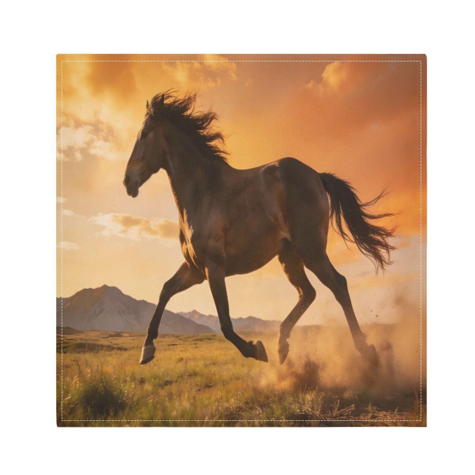 Ttgoth Horse Cloth Napkin Set of 6 Washable & Reusable Dinner Napkins for Dining Table, Banquets, Wedding, Party, 50x50 cm