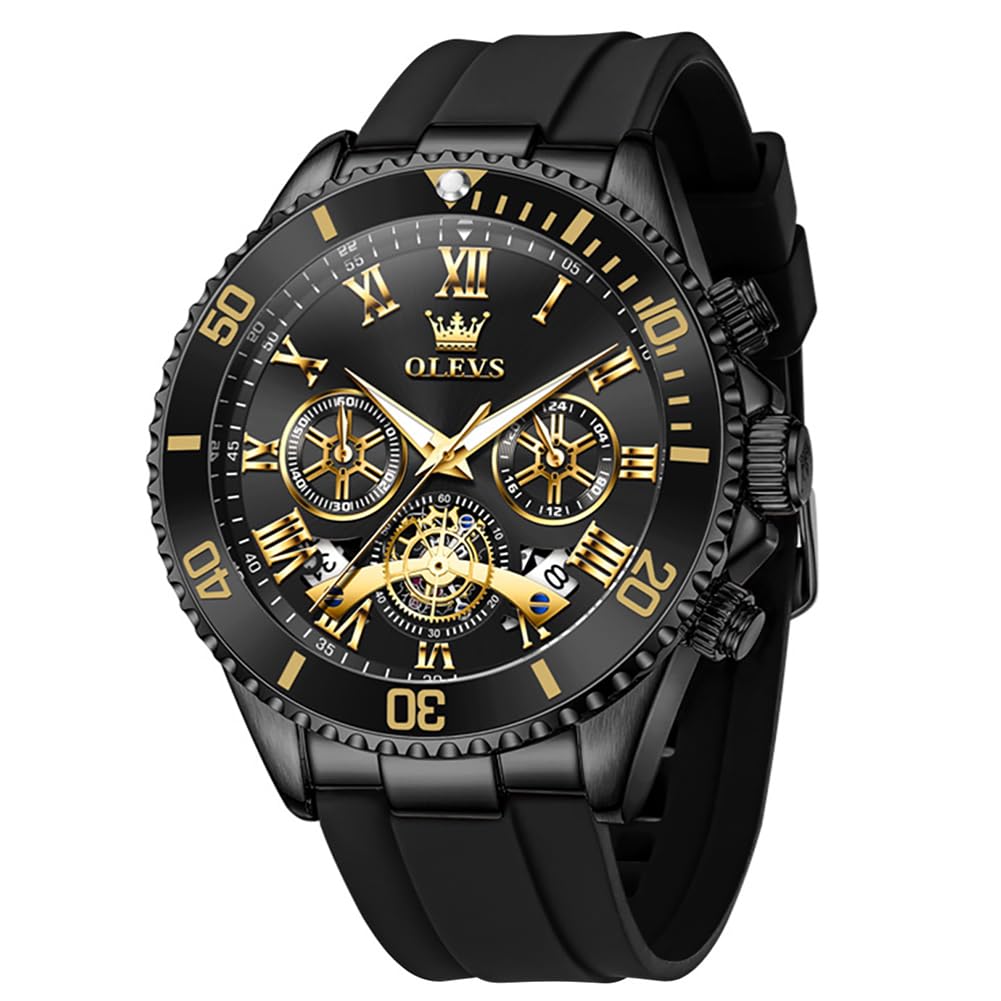 OLEVS Watches for Men Luxury Dress Day Date Chronograph Watch Stainless Steel Business Waterproof Luminous Gift Mens Wrist Watch