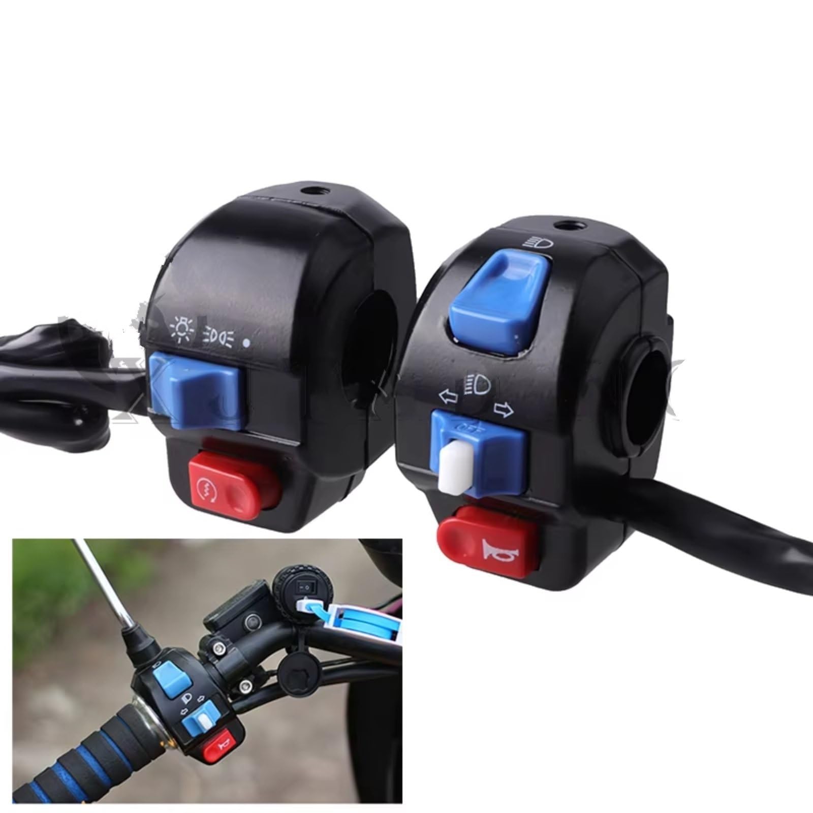1 Pz 22mm Interruttore Moto Controllo Manubrio Per Di Avviamento Faro Indicatore Direzione Universale Blocco Comandi Moto(Left)