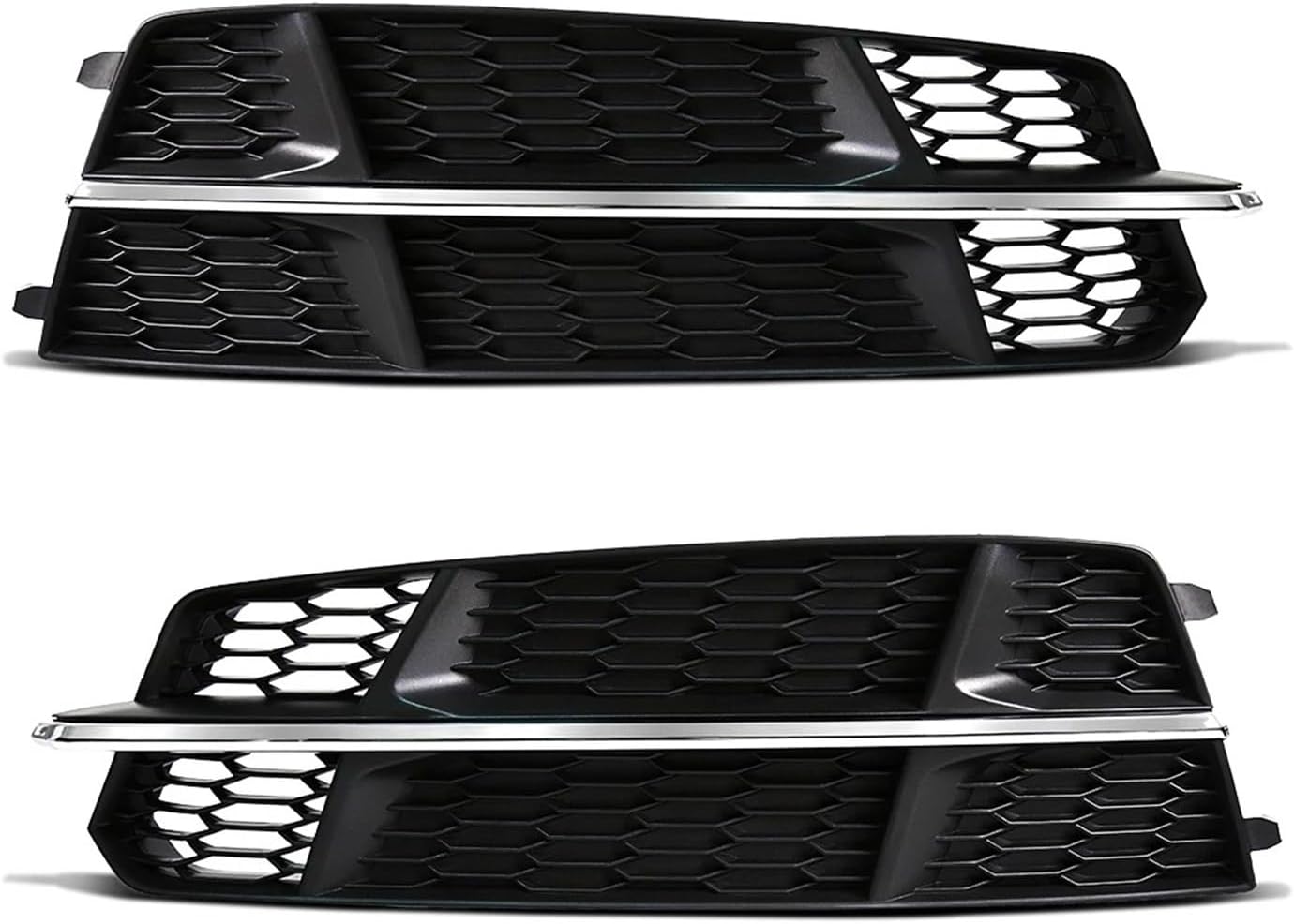 Fog Light Bezel for A6 C7 A6L S-Line 2015 2016 2017 2018 Car Front Bumper Light Cover Fog Lamp Honeycomb Hex Grill 4G0807681AN(Sliver Right)