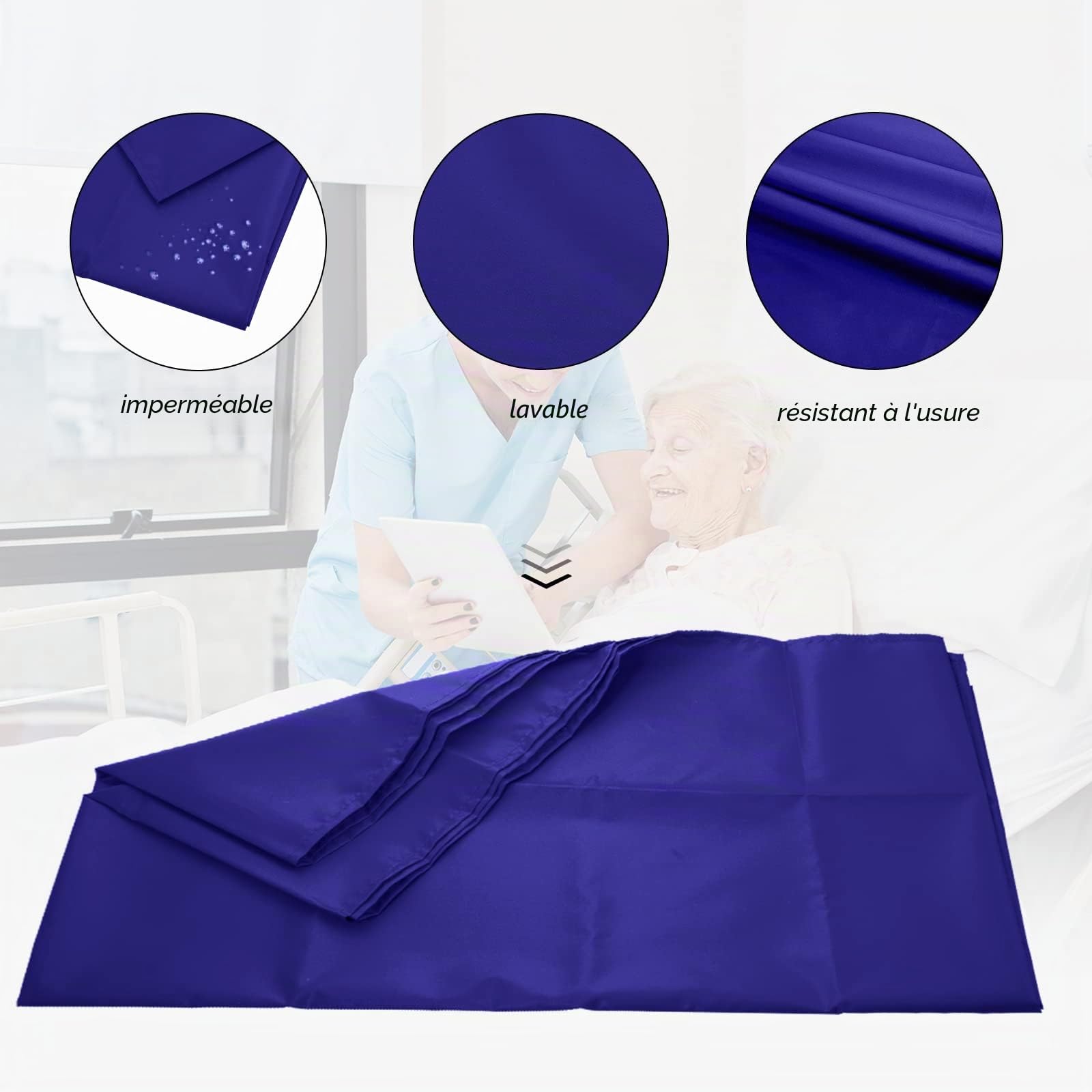 [LOSCHEN] Drap de glissement Bâche coulissante tubulaire pour le transfert des patients, feuille coulissante pour aider au transfert des personnes âgées (100x200cm（39“x79”）, Dunkelblau)