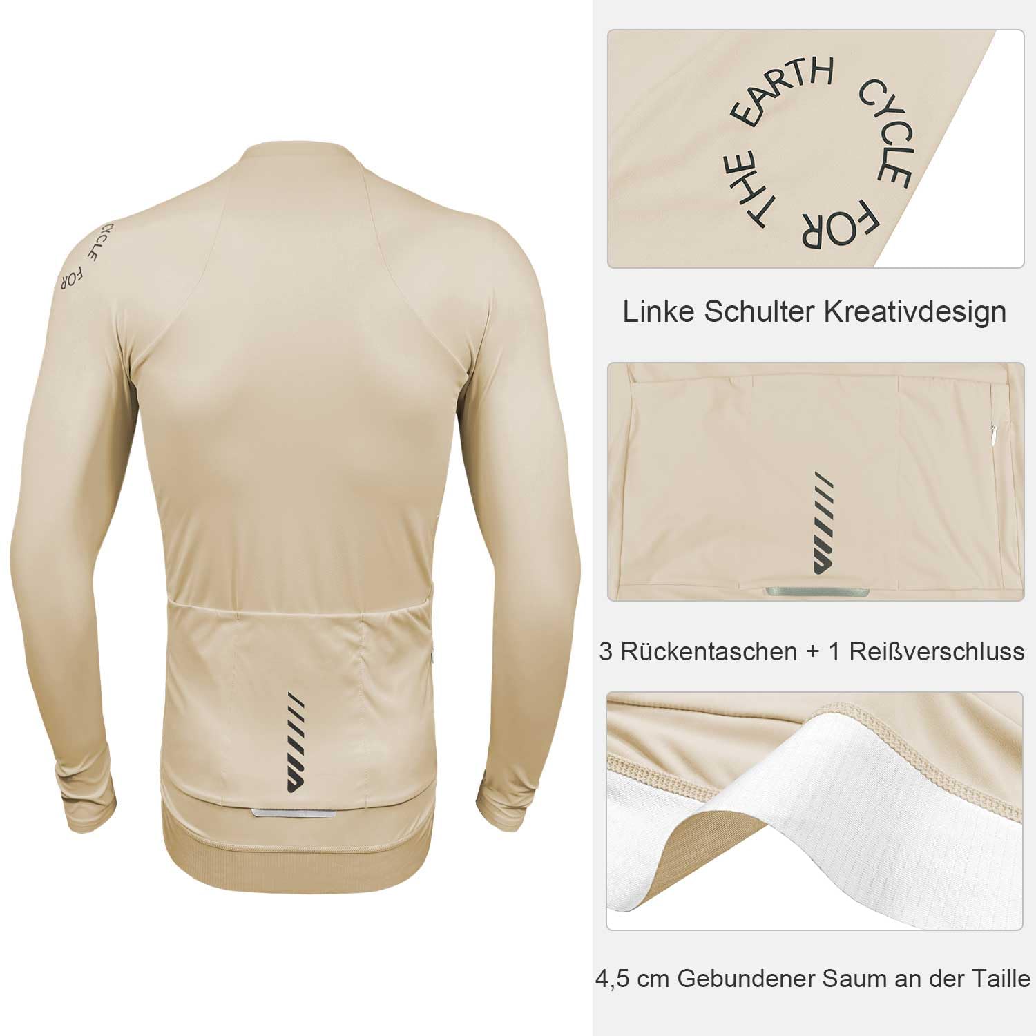 Wulibike Radtrikot Herren Langarm - Rennrad Trikot Herren Reißverschluss mit Taschen, Für Frühling und Herbst geeignet