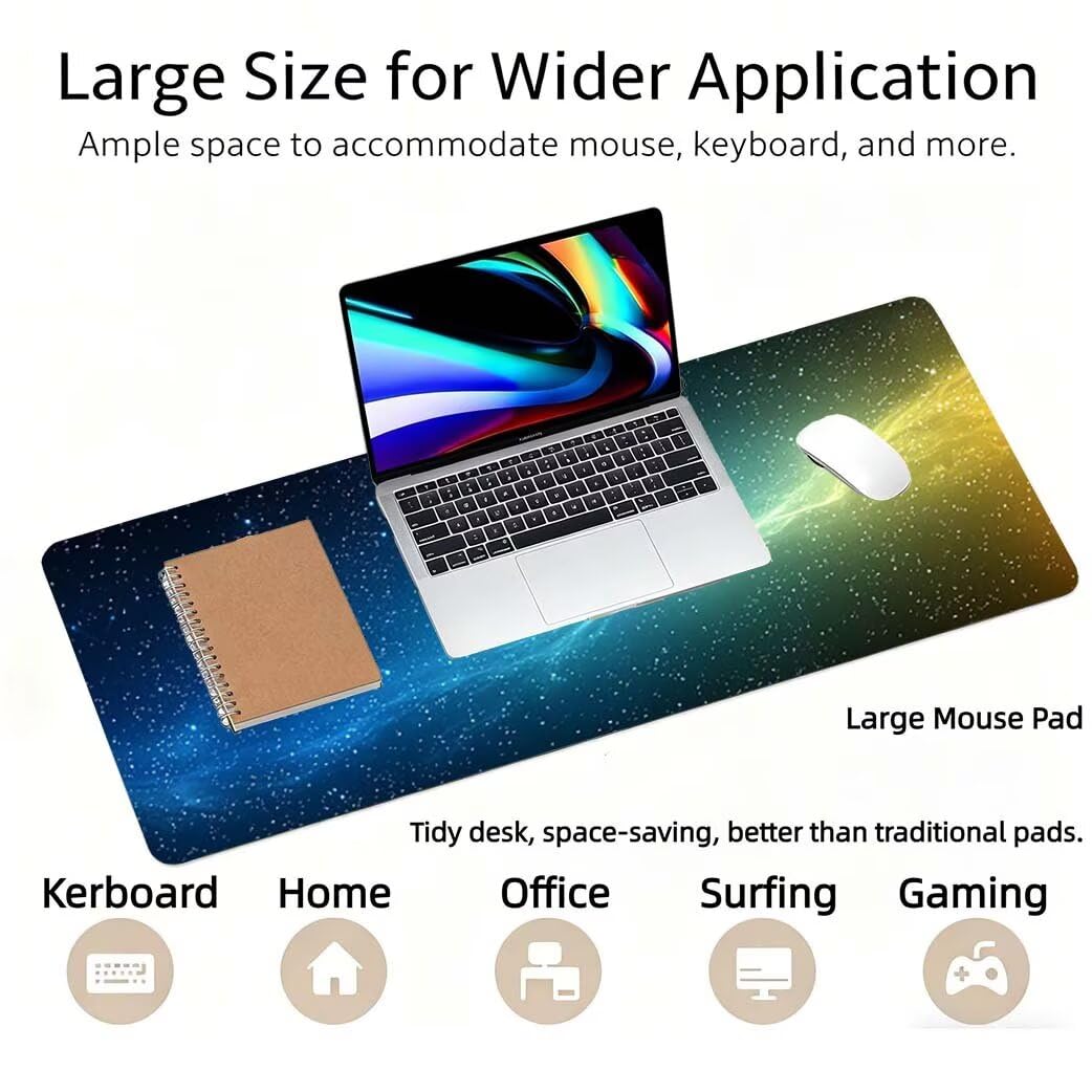 Lpfieonn Marmormuster Großes Schreibtischunterlage, XXL Schreibtischunterlagen, Grau XXL Wasserdicht Gaming Mousepad mit Vernähter Rand und Rutschfeste Gummibasis, für Hause/Büro 120x60cm PF-1923