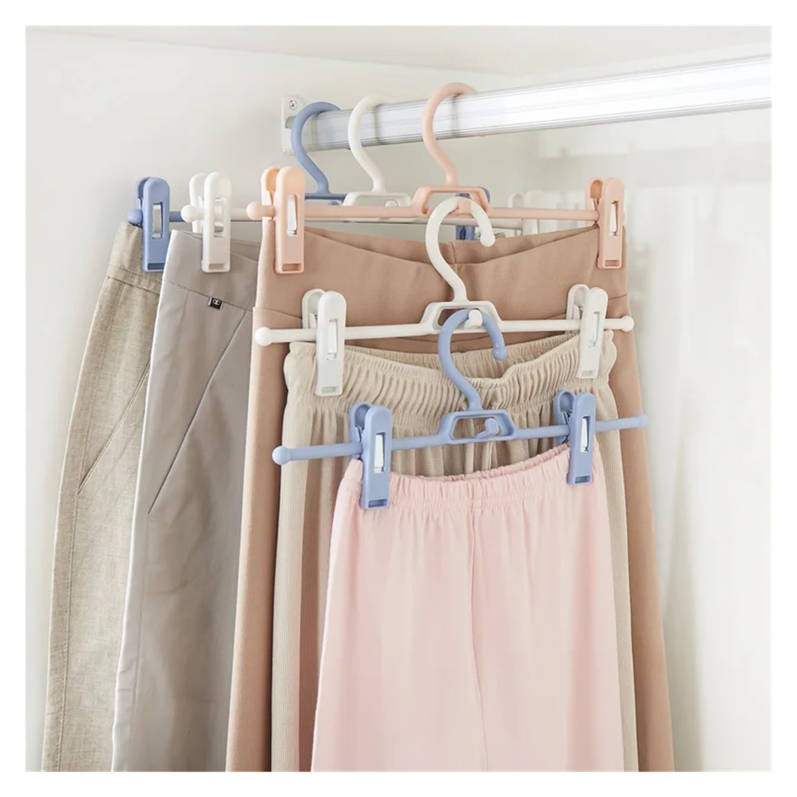 Hosenbügel Kleiderbügel 10 stücke Kleidung Schrank Hose Hosenrock rutschfeste Racks Clip Multifunktions-Kunststoff-Trockenständer Home Storage