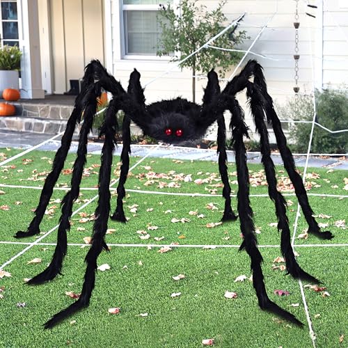 Image of JOYIN 9 Ft Halloween Spider Outdoor Decorations, Giant Spider Scary Large Props, Halloween Lawn Porch Yard Garden Tree Decorations, Creepy Haunted House Party Supplies, and Indoor Outside Decor