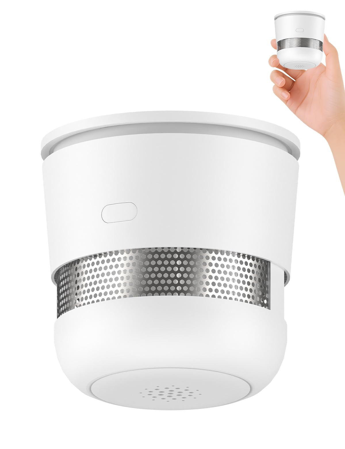 SECAIR Mini Smoke Alarm Small Smoke Detector with 10-Year Battery Life(Included) Silence Button Conforms to EN14604 Standard Early Fire Alarm(Size:⌀52mm)