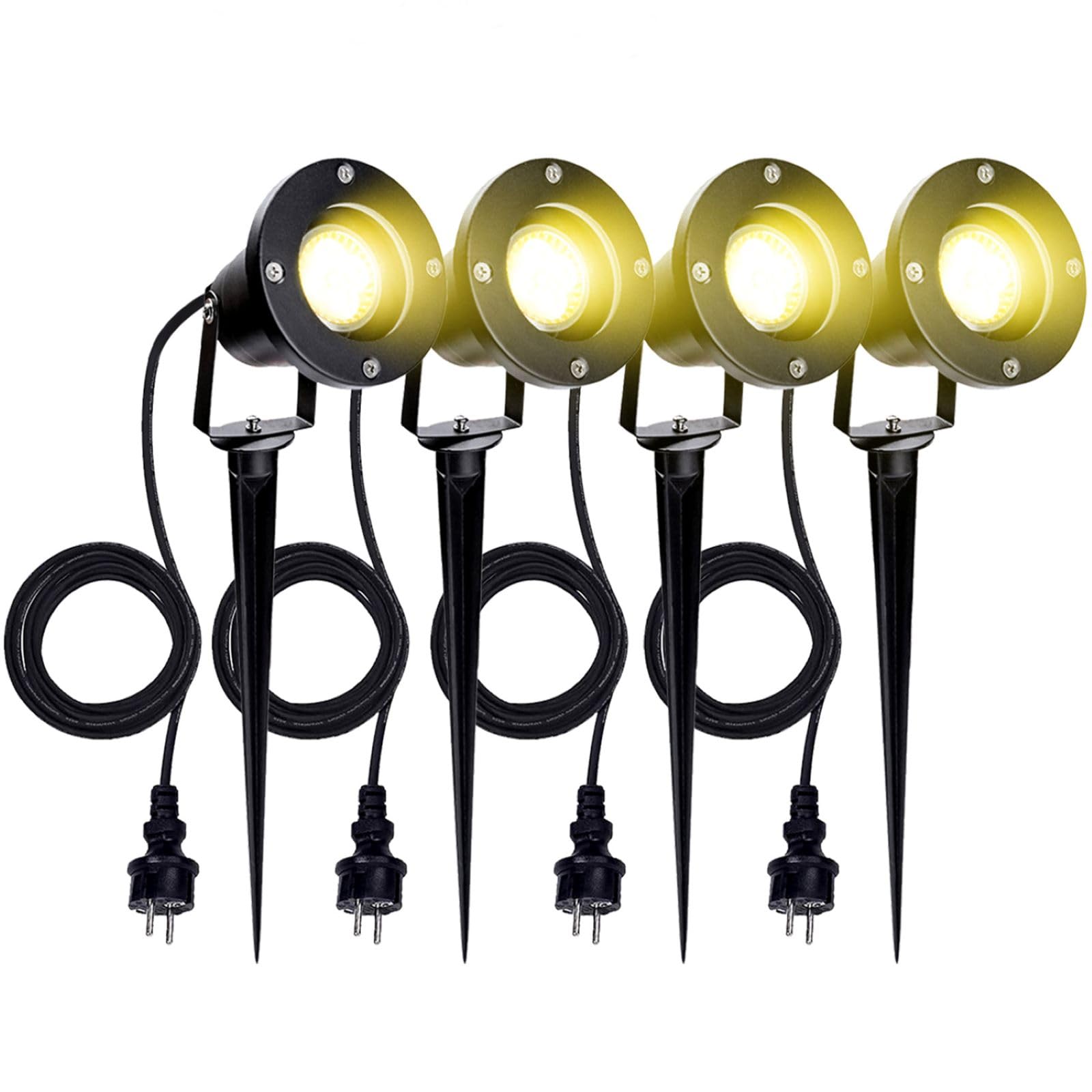 Daromigo Garden Light 4 szt. COB LED reflektor ogrodowy ciepła biel Garden Light ip65 265v z gwoździem podłogowym i wtyczką do ogrodu na zewnątrz drzewo trawy ogrodowe