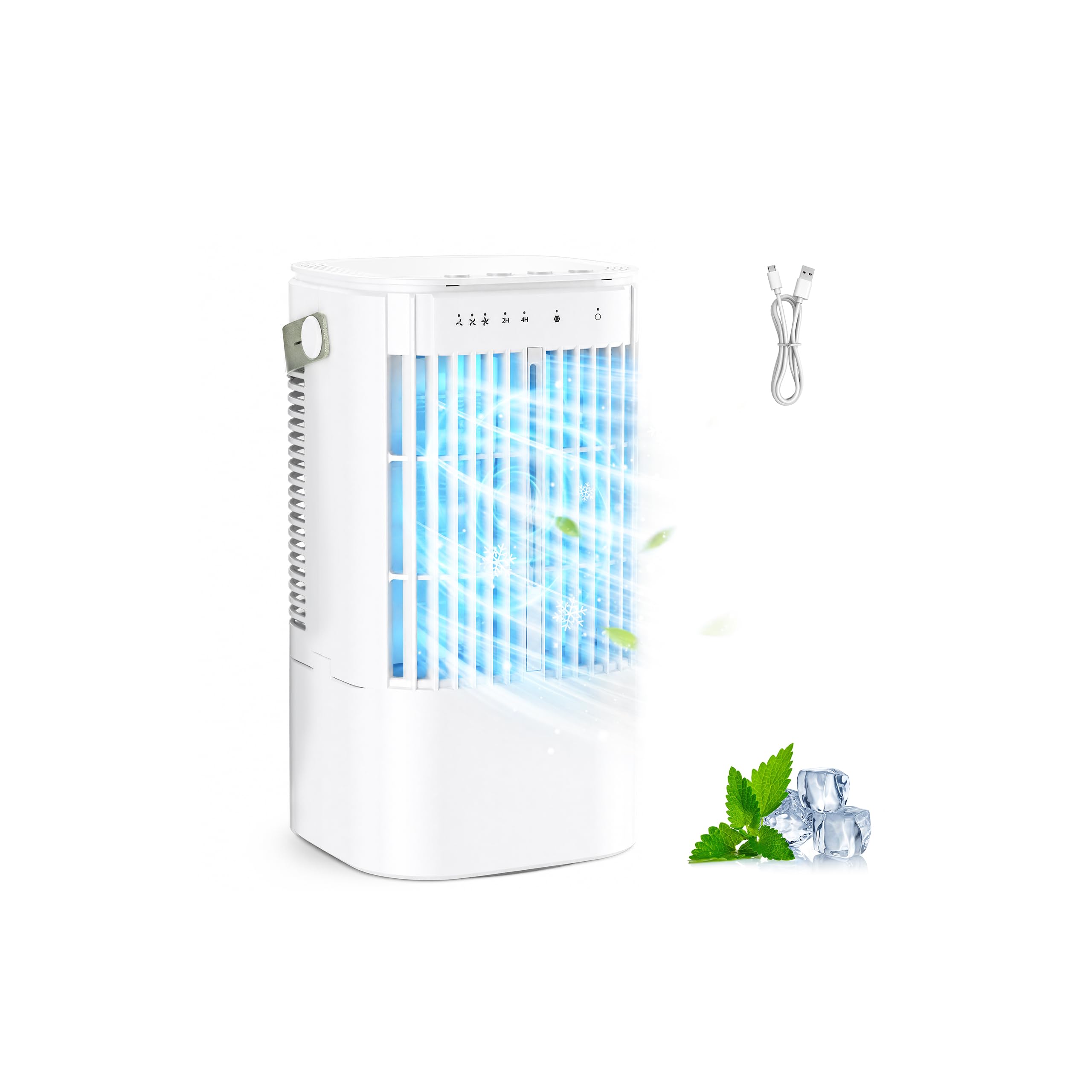 Portable Air Conditioner,1000ML Air Conditioning with Quiet Cool Mist, 7-Color Night Light, 120° Oscillation & Timer, for Bedroom, Car, Office