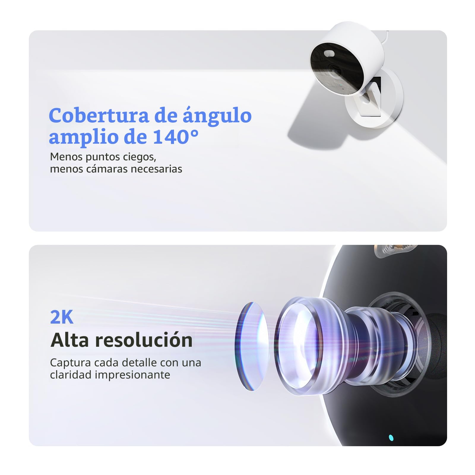 Aqara Camara Vigilancia WiFi Interior/Exterior G100, 2K, HomeKit Secure Video,Visión Nocturna a Color con Foco, Detección IA, Wi-Fi 6, Audio Bidireccional, Compatible con Alexa, Google, Blanco