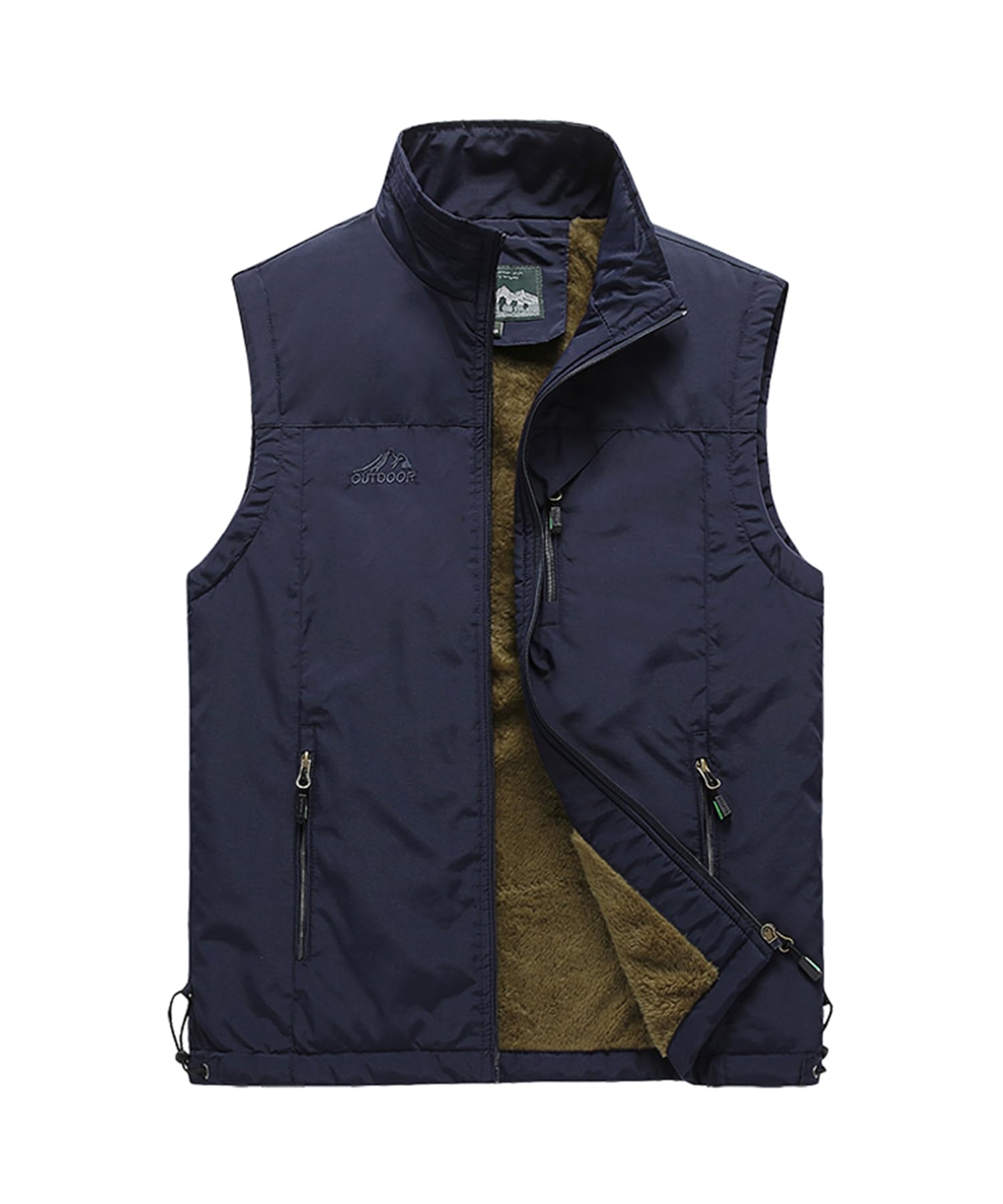 Gilet in Pile da Uomo Invernale Antivento Colletto Rialzato Giacca Senza Maniche Gilet da pesca All'aperto Termico Giubbotto da lavoro Casual Trapuntato Sportivo Cappotto