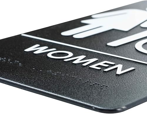 Miniatura 4 de Hecho en Estados Unidos  Señales de baño para hombres y mujeres que cumplen con la ADA, letreros para puertas de baño para oficinas, negocios y