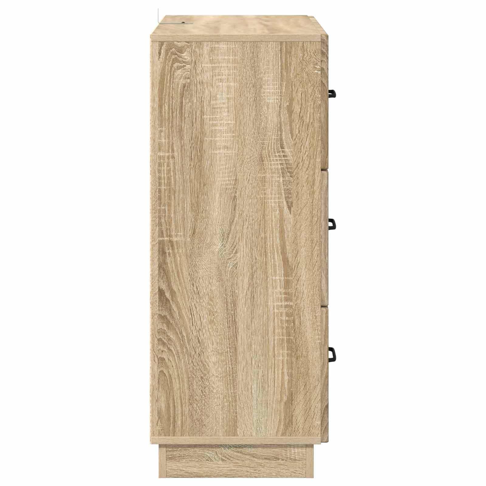 Szafka z szufladami dąb Sonoma materiał drewnopochodny 66 x 34,5 x 87 cm z 3 szufladami zamykanymi na klucz, uniwersalna szafka do przechowywania do biura, gospodarstwa domowego, warsztatu