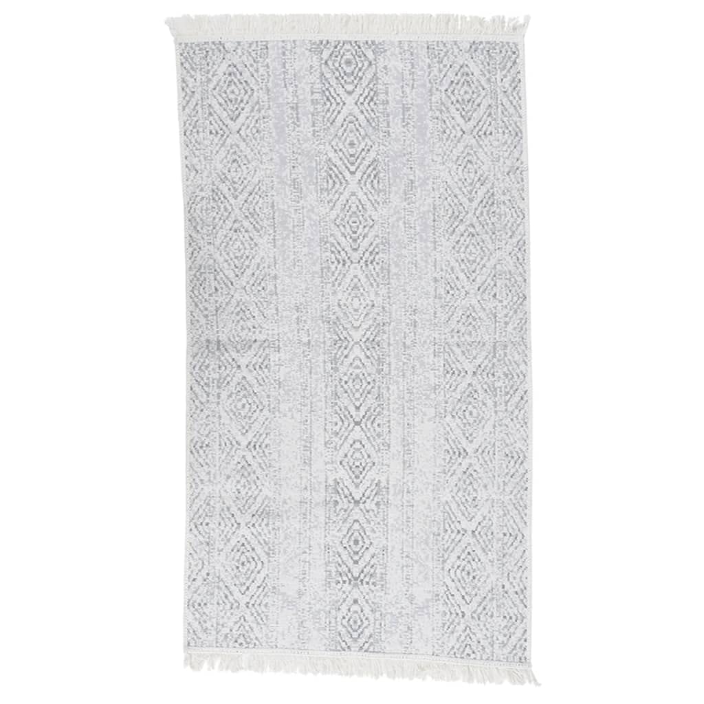 Tapis en coton gris clair 120 x 180 cm polyvalent pour salon