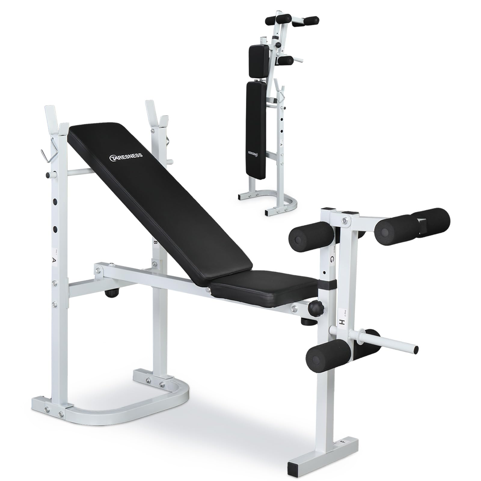 LEADZM Plegable Banco de musculación Ajustable con soporte para mancuernas, respaldo/asiento ajustable en tres posiciones, adecuado para entrenamiento físico completo, capacidad de carga 200 kg