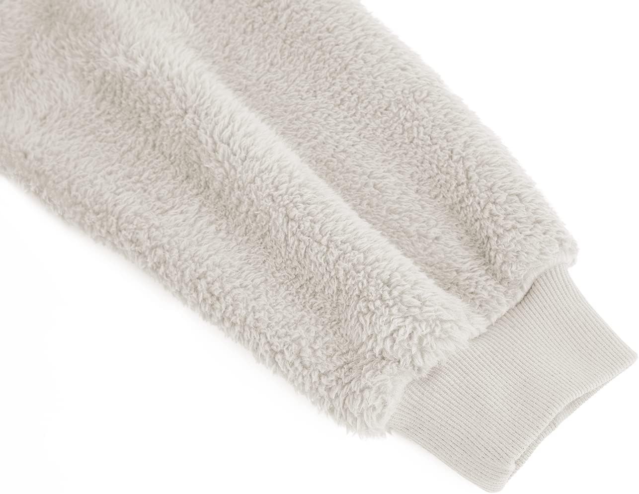 Pengfei Mens Fuzzy Sherpa Pullover Sweatshirts Long Sleeve Fleece Fluffy Crew Neck Fall Winter Warm Outwears White - Image 4