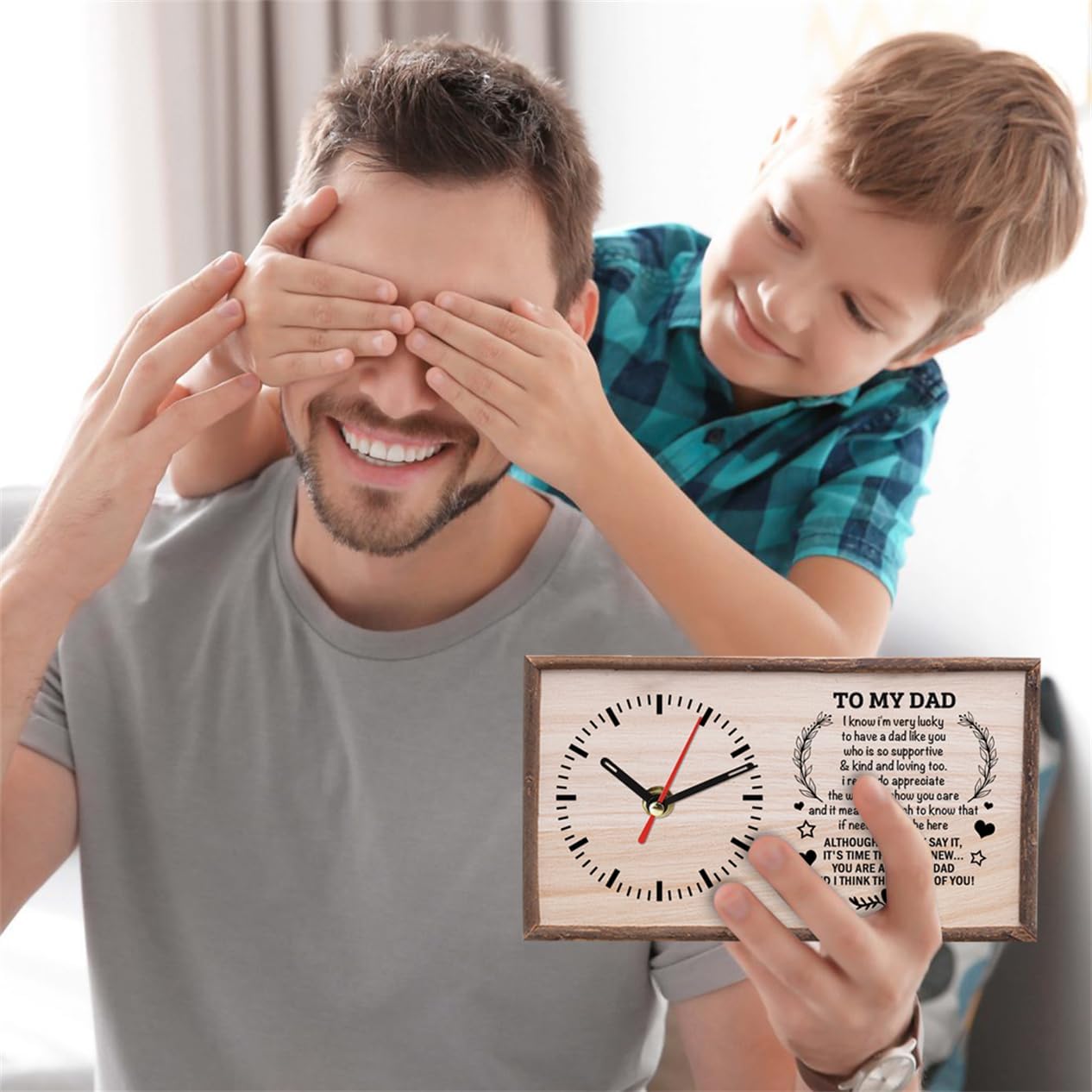 Dear Dad Wooden Clock Gift for Papa Father Wood Clocks DIY Papa Clock from Daughter Son Father's Day Birthday Xmas to My Dad Gifts (Style 16) - Image 7