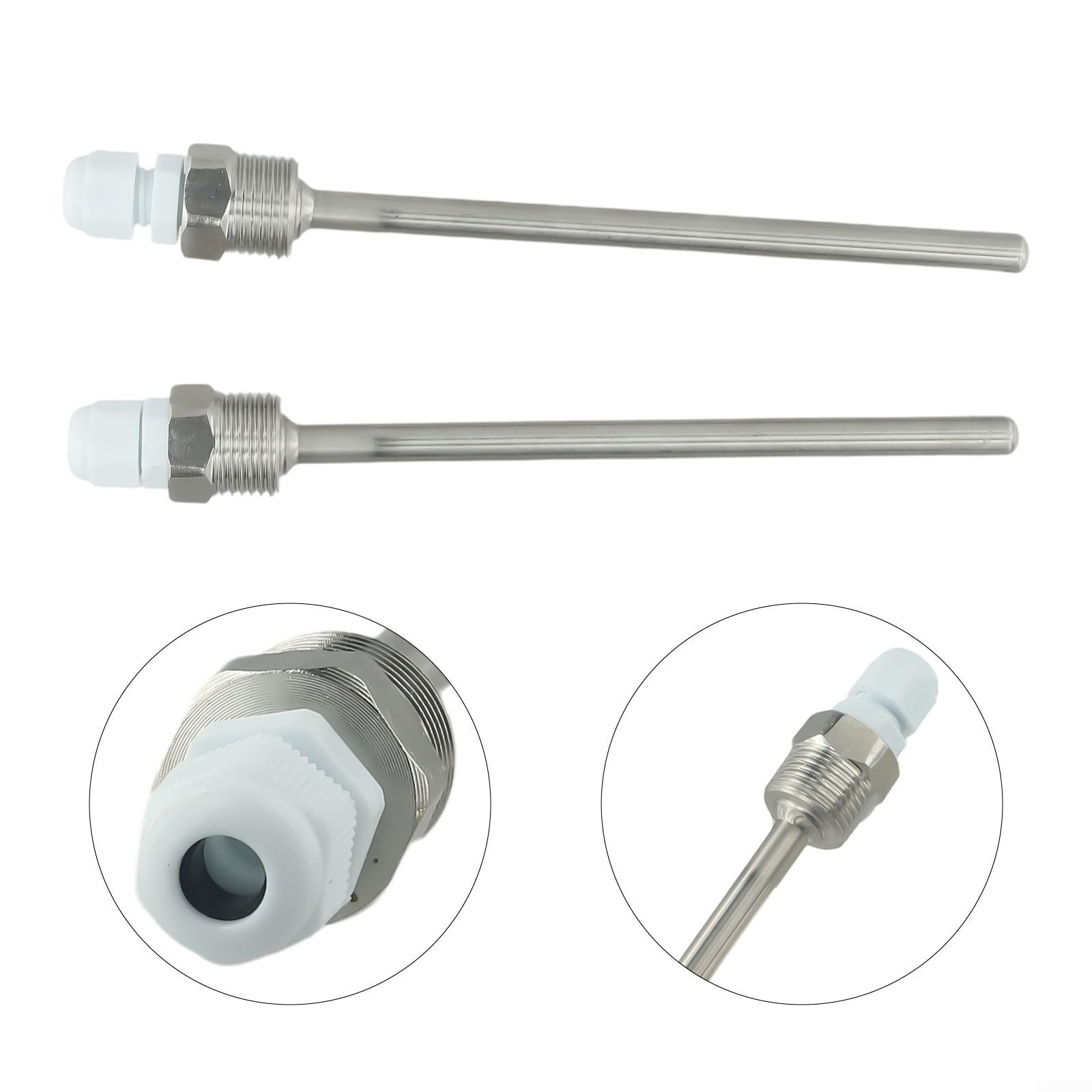 2Pcs Thermowell Sleeve, Stainless Steel Temperature Sensors Thermowell Sleeve Stainless Steel Probe Water Tank Protective Shell Solar Accessories(8x150mm)