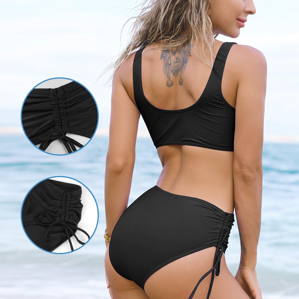 Flintronic Braguita de Bikini con Cordón Ajustable para Mujer, Pantalones de Natación de Cintura Baja