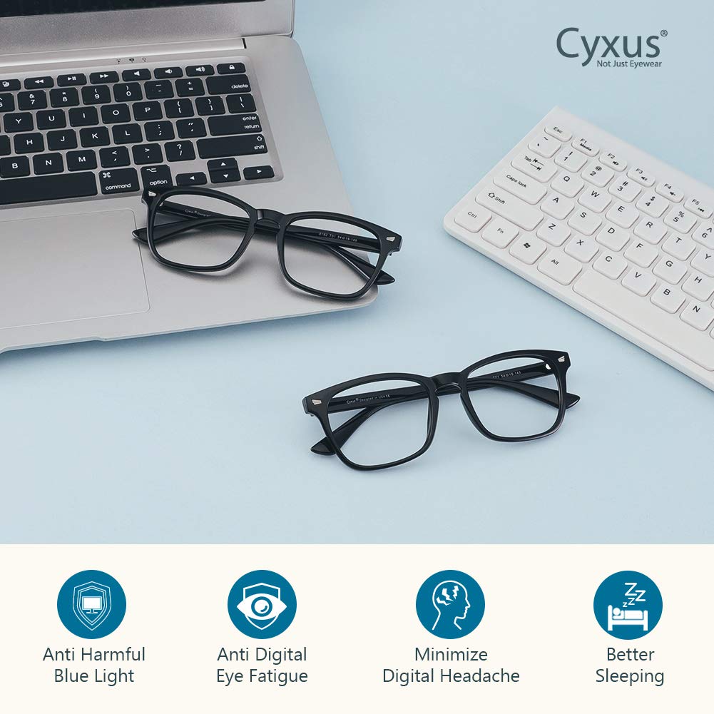 Cyxus Filtro luce blu occhiali da uomo e donna senza montatura per occhiali da gioco per PC TV Tablet