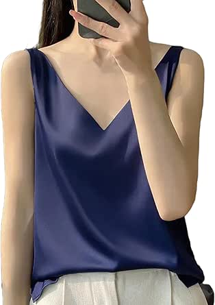 Blusas De Satén Para Mujer, Casual, Sedosa, Con Cuello En V | Meses Sin