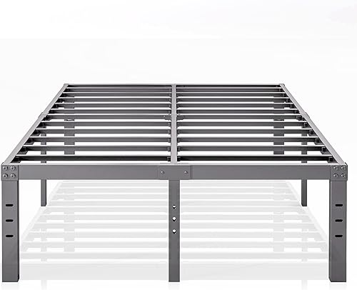 Base de cama de tamaño matrimonial con almacenamiento de 18 pulgadas de alto, plataforma de metal resistente con soporte de listones de acero, no