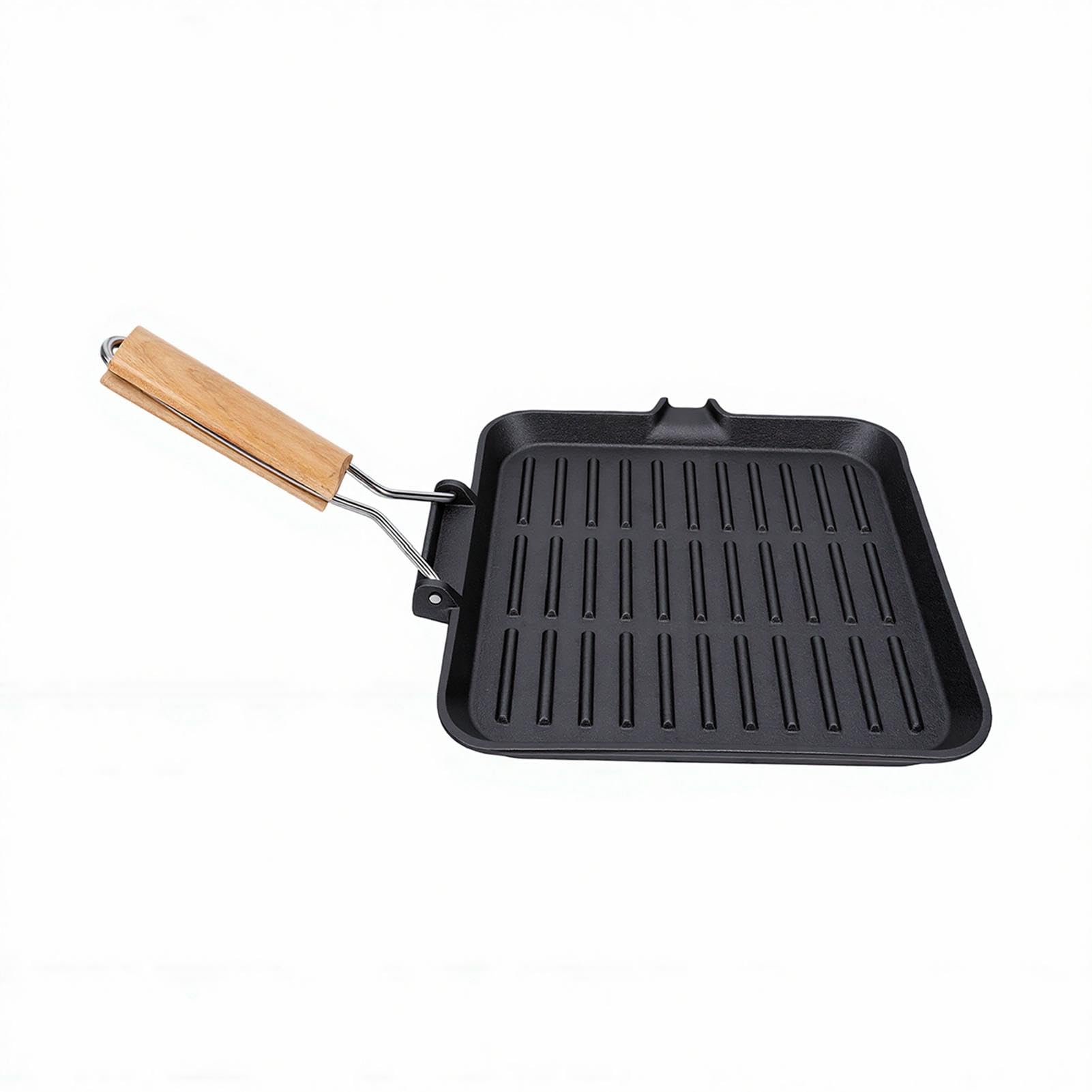 Bistecchiera, Bistecchiera Quadrata Antiaderente con Scanalatura e Manico Pieghevole per Bistecche di Verdure, Piastra Grill in Ghisa con Rivestimento Smaltato per Fornell