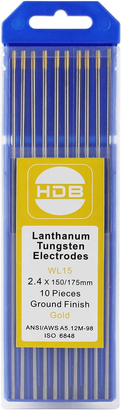 10x Wolfram-Elektroden WL15 (Gold), 1,6 Mm X 175 Mm – Für WIG/TIG-Schweißen, Lanthanbeschichtet