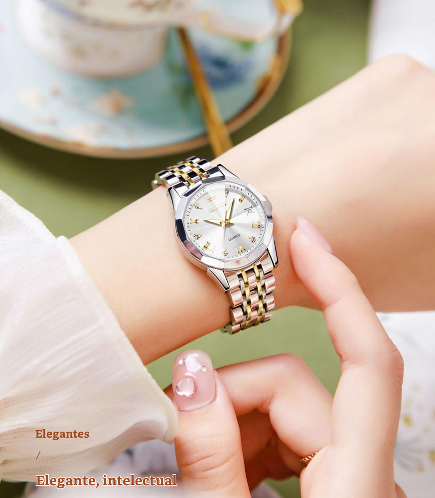 OLEVS Relojes Femeninos Moda Diamante Roma Digital Femenino analógico Cuarzo Acero Inoxidable Impermeable Fecha Luminosa Regalo de Relojes Femeninos