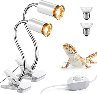UVA UVB Reptile Light 25W/50W，Full Spectrum 360°Rotatable Reptile Heat Lamp，Dimmable Heat Light for Reptiles with Heavy-Duty Clamp for Aquarium Turtle Lizard Snake Chameleons Amphibians