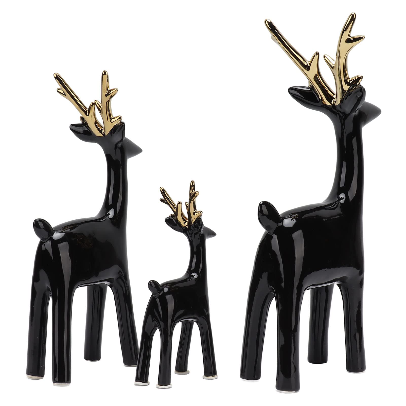Hidyliu Hirsch-Skulptur, Bezaubernde Dekorative Tischakzente für Wohnzimmer, Hotel, Veranda, 3 Stück (Schwarzes Gold)
