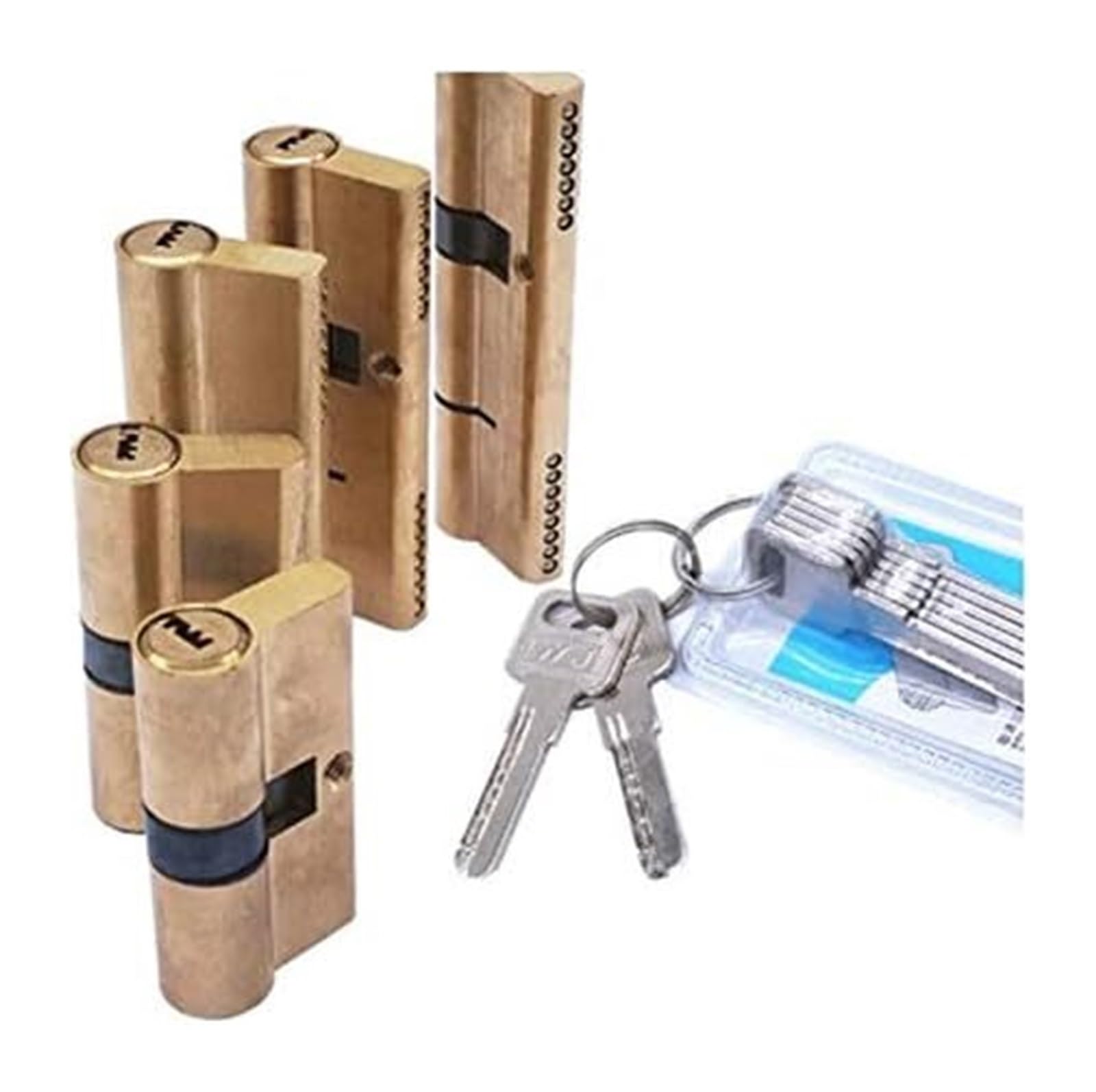 Tvantruxis 105(52.5-52.5) Door Lock Cylinder, Biased Extended Core Cylinder Lock Ab Key Brass Entrance Door 60-120Mm Barrel(105(52.5-52.5))