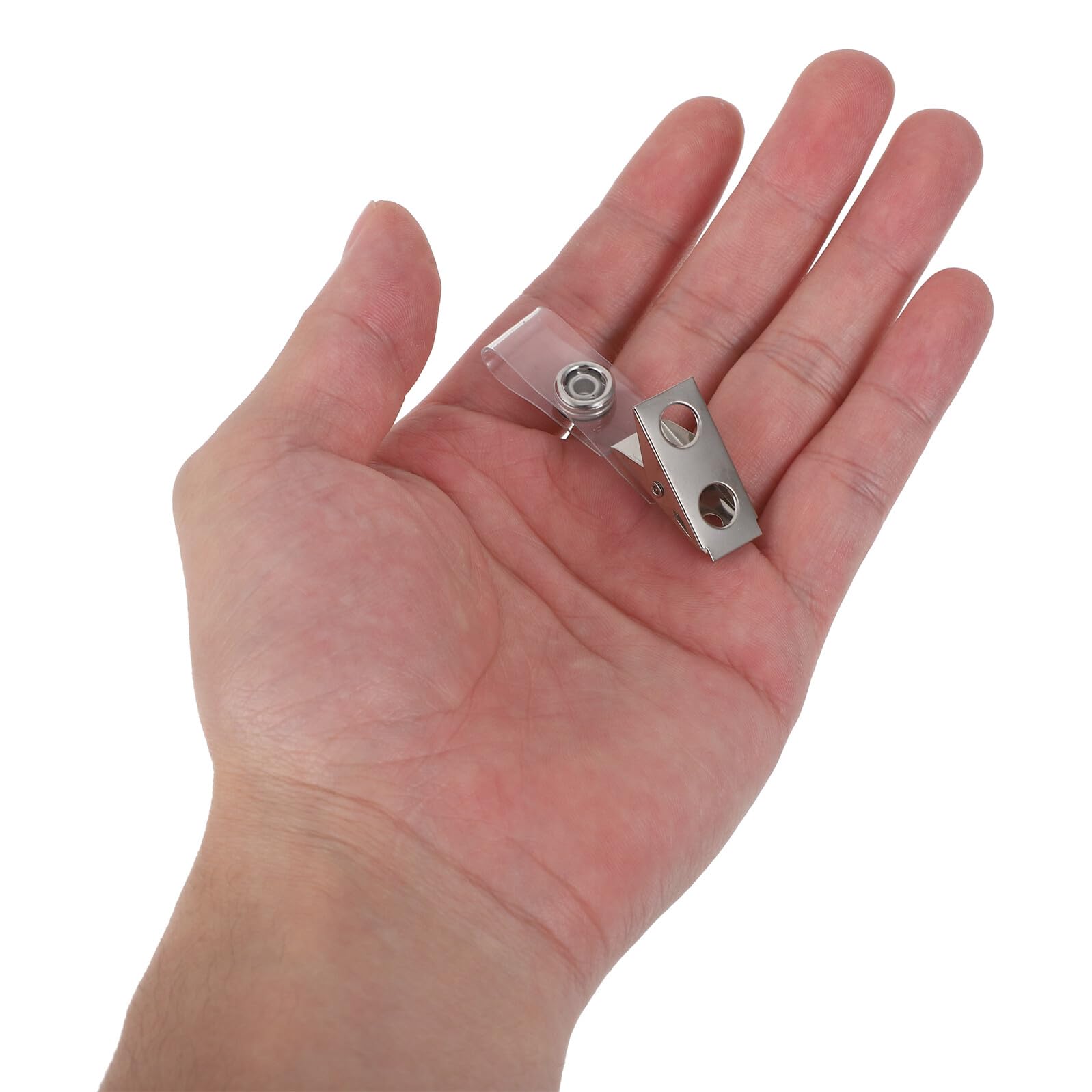 Mobestech 120 Pezzi Clip Metallo Porta Badge Doppio Foro con Strap PVC Trasparente per Porta Tessere Id Ufficio Scuola e Azienda Supporto Resistente e Leggero per Cartellini Identificativi