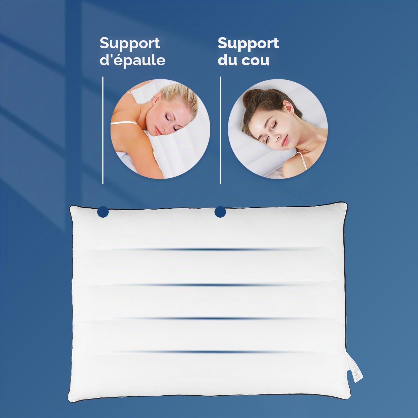 MINUPWELL Lot de 2 oreillers Ultra Fins, oreillers Plats pour Dormir, Mince avec Soutien de Hauteur 7D de 6,3 cm, oreillers de lit Fins pour Les dormeurs sur Le Ventre, Oreiller Discret Taille