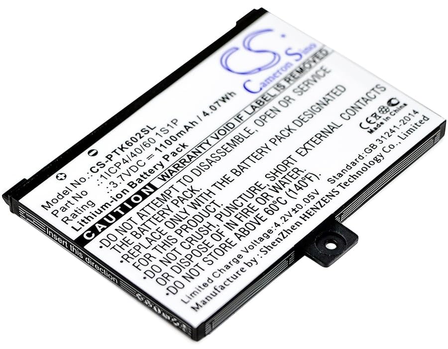 Tipo batteria: Li-ion, Voltaggio: 3.7V, Capacità: 1100mAh/4.07Wh. Dimensioni: 65,80 x 53,70 x 4,80 mm. Peso: 51,8 g.