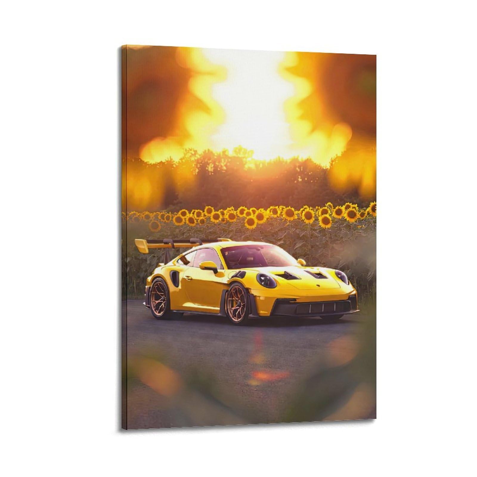 OKAHYS 911 GT3 RS Yellow Sports Racing Super Car Artwork Poster Decorative Painting Canvas Wall Artworks Picture 24x36inch(60x90cm)