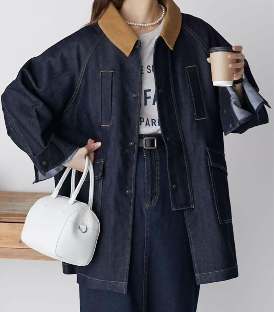 Amazon.co.jp: 2way 襟コーデュロイルーズデニムカバーオール
