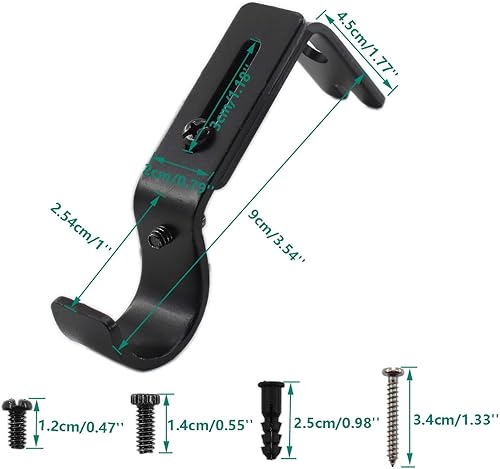 Miniatura 10 de Soportes ajustables para barra de cortina, paquete de 3 soportes resistentes para barra de cortina de ventana, soporte para barra de 1 pulgada con