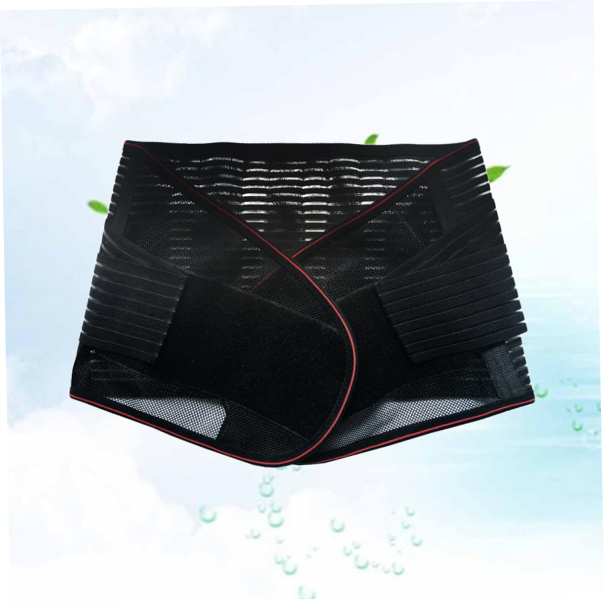 IWOWHERO Adjustable Lumbar Support Brace for Lower Breathable Mesh Back Support with Black